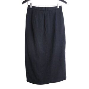 Vintage Anne Klein Black Midi 100% Wool Pencil High Rise Skirt Size 10